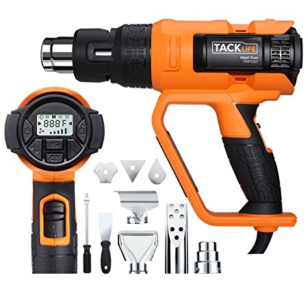 Tacklife HGP72AC 1700W Heavy Duty Heat Gun HT 1202℉ with Large LCD Display, Variable Temperature Adjustable Wind Speed and Memory Settings and Four Nozzles