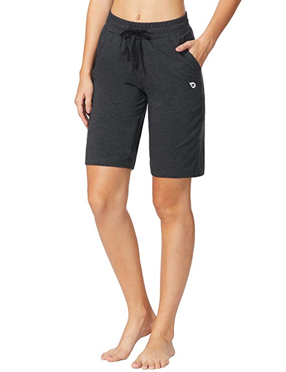 BALEAF Women's Active Yoga Lounge Bermuda Running Shorts with Pockets