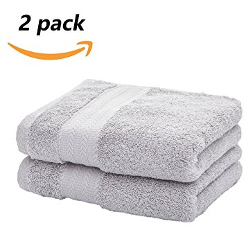 Ultra Thick & Soft Cotton Hand Towel ( Grey, 2-Pack, 14" x 29") For Bath, Hand, Face, Gym and Spa