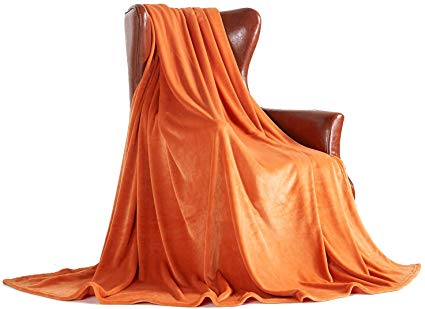 MERRYLIFE Orange Throw Blanket | Decorative Soft Colorful Oversized | Couch Outdoor Travel Plush Blanket| (50" 60",Apricot Orange