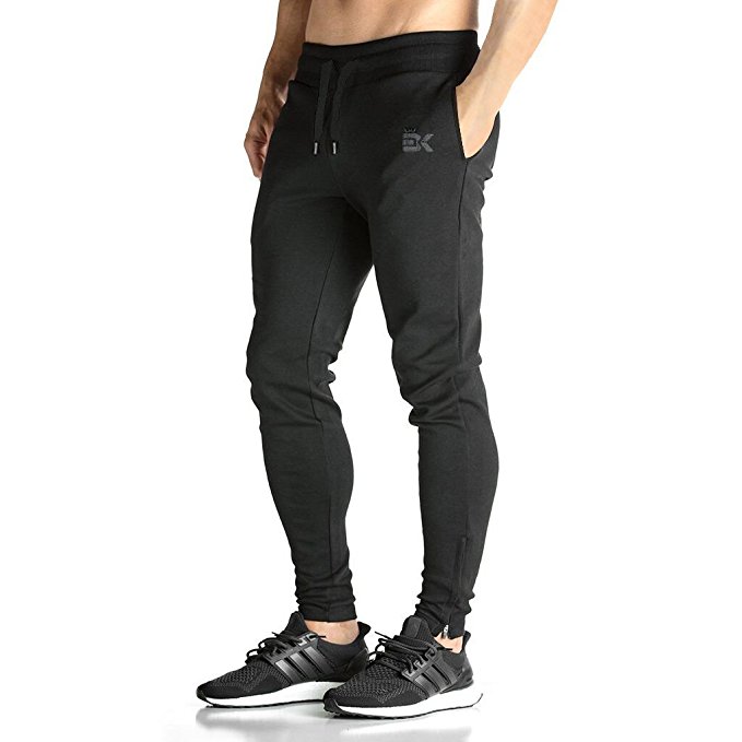 BROKIG Mens ZIP Joggers Pants - Casual GYM Fitness Trousers Comfortable Tracksuit Slim Fit Bottoms SweatPants with Pockets