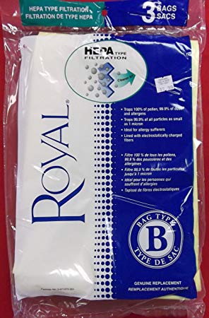 Royal Vacuum Cleaner Type B HEPA Bags - 3 Bags [Kitchen] [Kitchen] [Kitchen]