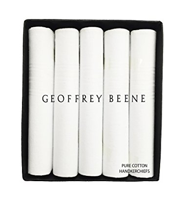 Geoffrey Beene 5 Pack Men's Handkerchiefs Gift Box