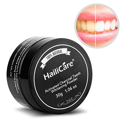 HailiCare Activated Charcoal Teeth Whitening - Organic & All Natural Teeth Whitening Powder - Tooth Whitener (1.06 oz)