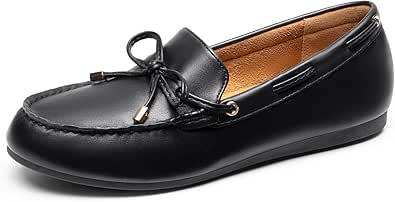 DREAM PAIRS Women's Loafers Comfortable Dressy Slip-on Business Casual Work Shoes Bow-Knot Office Faux Leather Driving Round Toe Flats Loafers