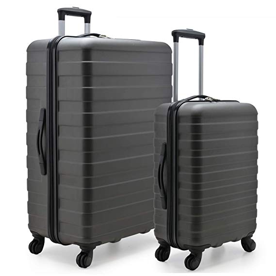 Travelers Choice Cypress Colorful 2-Piece Small and Large Hardside Spinner Luggage Set, Charcoal