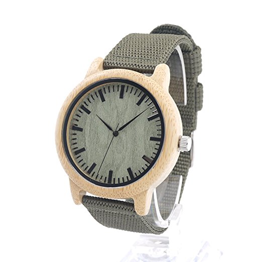 BOBO BIRD B045 Women's Bamboo Wrist Watches with Nylon Bands Diameter 35mm