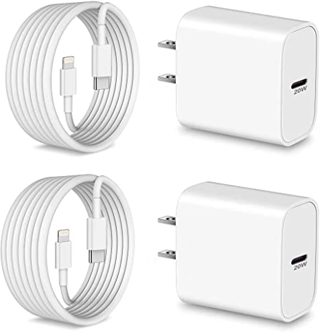 [Apple MFi Certified] iPhone 12 13 Fast Charger 10FT, YEAHFUN 2Pack 20W USB C Wall Charger Block Fast Charging Box with 10Foot Long USB-C to Lightning Cable for iPhone 13/12/11 Pro Max/XS/XR/X/8, iPad