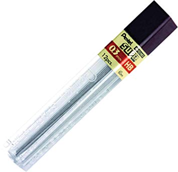 Pentel Super Hi-Polymer Lead, 0.3mm, HB, Box of 12 Tubes (300-HB)