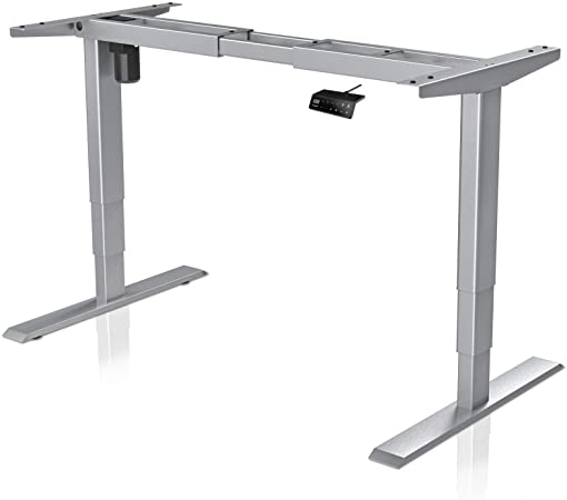 MAIDeSITe Height Adjustable Electric Standing Desk Frame,3-Stage Desk with Single Motor Heavy Duty Steel Stand up Desk (Gray Frame)