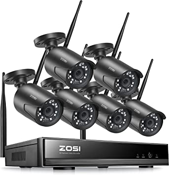 ZOSI 2K 3MP Home Wireless Security Camera System, H.265  8 Channel CCTV NVR Recorder and 6 x 3MP WiFi IP Camera Outdoor Indoor, Night Vision, Motion Alert, Remote Access (No Hard Drive)