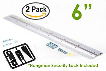Hangman 6" Heavy-Duty Mirror and Picture Hanger with Security Lock Includes Walldog Anchorless Screws - Aluminum (HM-6D-SL) | Pack of 2 Hangers