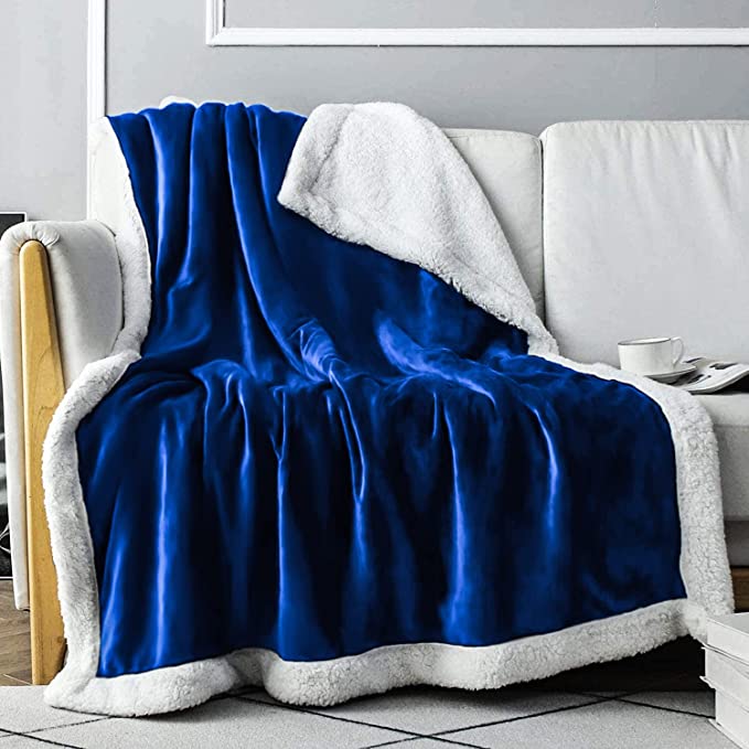 Everlasting Comfort Sherpa Fleece Blanket - 20% Thicker Than Other Soft Blankets &Throws, Dual Sided 260GSM - Reversible, Plush, Cozy, Fuzzy, Warm, Large Shareable Sherpa Throw Blankets (50x65 in)