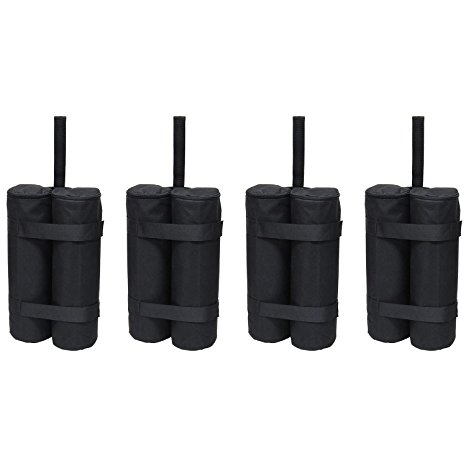 Just Relax 4-Piece Universal Weight Bags and Anchor Set, Black, Great for Canopy Tents, Gazebos and Any Outdoor Event, Includes Metal Stakes