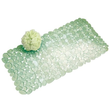 InterDesign Pebblz Non-Slip Suction Bath Mat for Shower, Bathtub - Green