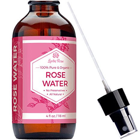 #1 TRUSTED Rose Water Toner by Leven Rose - 100% Organic Natural Moroccan Rosewater (Chemical Free) - 4 oz