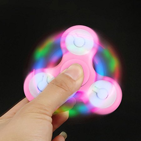 Malltop LED Light Fidget Spinner - High Speed Tri-Spinner Single Finger Decompression EDC Focus Gyro (Pink)