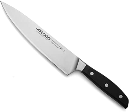 ARCOS Series Manhattan - Chef Knife - Blade Nitrum Forged Stainless Steel 8" - Handle Polyoxymethilene (POM) Black Color (Silk Blade),160600