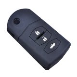 TOFNK Protective Key Holder Silicone Remote Key Fob Case Cover replacement for Mazda 2 3 5 6 Mx-5 Rx-8 Black 3 Buttons