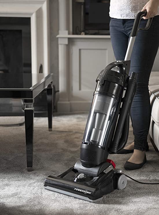 Powersonic Powerful Lightweight Bagless Upright Vacuum Cleaner Hoover 800w Black