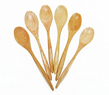 1 X 6x 5" Wooden Tea Spoons Coffee Spoons Small Spoon Hand Craft Tembusu / Light Wood
