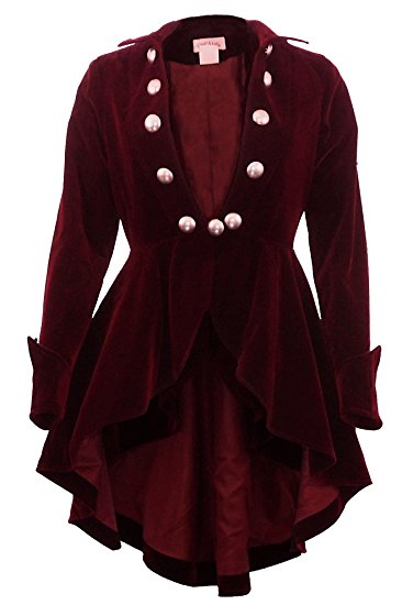 (XS-28) Velvet Wine Waterfall - PRIME - Black or Red Victorian Gothic Ruffle Style Jacket