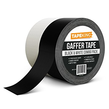 Tape King Gaffers Tape (2-Pack) Premium Professional Grade, 2 Inch X 30 Yards each (Black & White Combo Gaffer Pack)