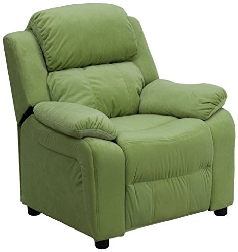 Flash Furniture BT-7985-KID-MIC-AVO-GG Deluxe Heavily Padded Contemporary Avocado Microfiber Kids Recliner with Storage Arms