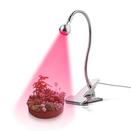 LED Grow Light Full Spectrum 5W LED Clip Desk Lamp Flexible Neck 360 Degree For Hydroponic Indoor Garden Greenhouse Clamp Spot Light with Clip and Switch