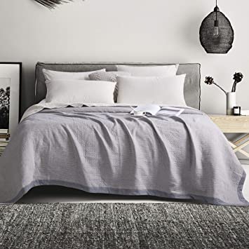 NTBAY Multilayer Muslin Natural Cotton Twin Bed Blanket, 68 x 92 Inches, Grey Dot