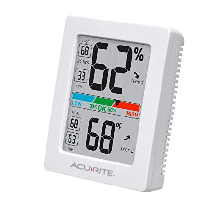Indoor Thermometer and Hygrometer with Humidity Gauge and Pro Accuracy Calibration, White (New Version)