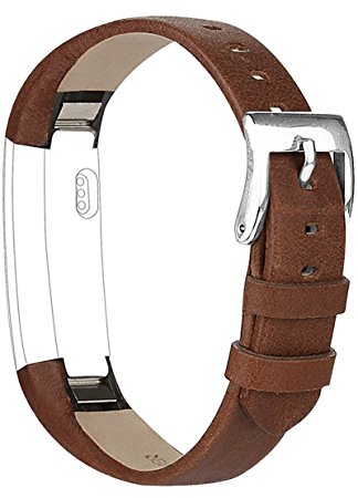 Vancle Strap for Fitbit Alta HR/Fitbit Alta, Adjustable Comfortable Replacement Leather Band with Stainless Steel Buckle for Fitbit Alta 2016 / Fitbit Alta HR 2017(No Tracker)