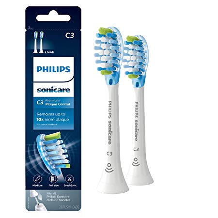 Philips Sonicare Premium Plaque Control replacement toothbrush heads, HX9042/65, Smart recognition, White 2-pk