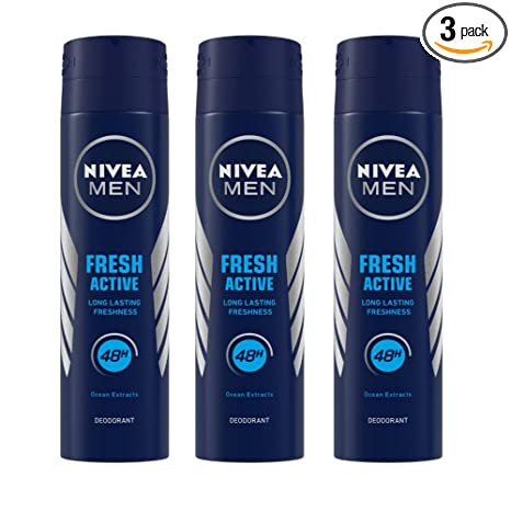 Nivea Deodorant, Fresh Active for Men, 150ml (Pack of 3)