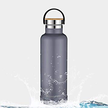 KANGFUTE 18/8 Stainless Steel Water Bottle, Wide Mouth Double Walled Vacuum Insulated Thermo Flask, BPA Free with Leak Proof Lid, Keeps Drinks Hot for 24 Hours, Cold for 12 Hours