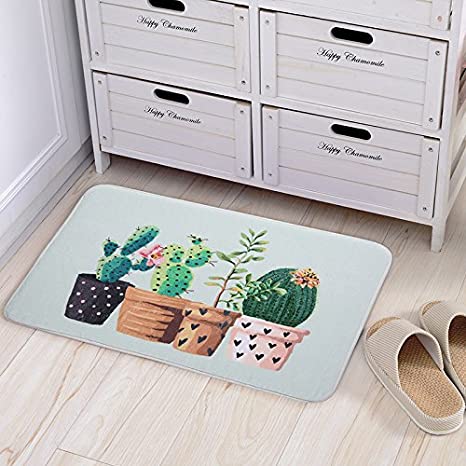Cute Cactus Print Doormats Bedroom Mats Kitchen and Living Room/Bedroom Mats Floor Mat Rug Indoor (40cm60cm, A)