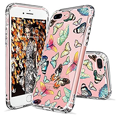 iPhone 8 Plus Case, iPhone 7 Plus Case, MOSNOVO Fashion Butterfly Pattern Clear Design Transparent Plastic Hard Back Case with TPU Bumper Protective Case Cover for iPhone 7 Plus / iPhone 8 Plus