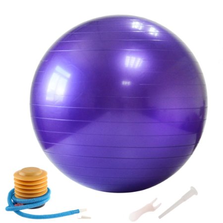 Exercise Ball, iTECHOR 26IN Anti-Burst Yoga Ball GYM Balance Stability Fitness Ball with Air Pump - Purple