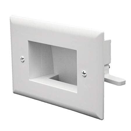 DataComm Electronics 45-0009-WH Easy Mount Recessed Low Voltage Cable Plate Slim Fit -White