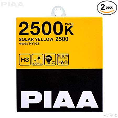 PIAA 22-13403 H3 Solar Yellow Twin PACK-2500K-12V 55W, 2 Pack