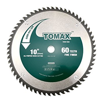 TOMAX 10-Inch 60 Tooth ATB Fine Finish Saw Blade with 5/8-Inch Arbor