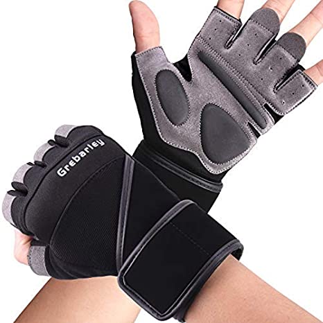 Grebarley Workout Gloves,Gym Gloves,Training Gloves with Wrist Support for Fitness Exercise Weight Lifting Gym Crossfit,Full Palm Protection & Extra Grip,Hanging,Pull ups for Men & Women