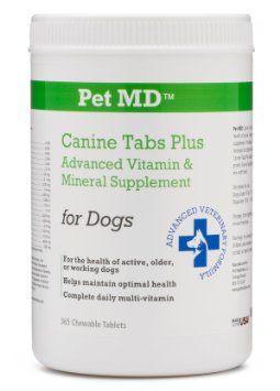 Pet MD - Canine Tabs Plus 365 Count - Advanced Multivitamins for Dogs - Vitamin and Mineral Nutritional Supplement - Liver Flavored Chewable Tablets
