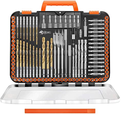 ENERTWIST Drill Bit Set, 112-Pieces 1/4 Inch Hex Shank Impact Driver Bit Set and Screwdriver Bit Set Assorted in Tough Case for Wood Metal Cement Drilling and Screw Driving, ET-DBA-112