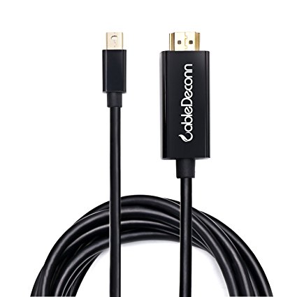CableDeconn Mini DisplayPort to HDMI Cable 6ft, Gold Plated Mini DP (Thunderbolt Port Compatible) to HDMI HDTV Adapter