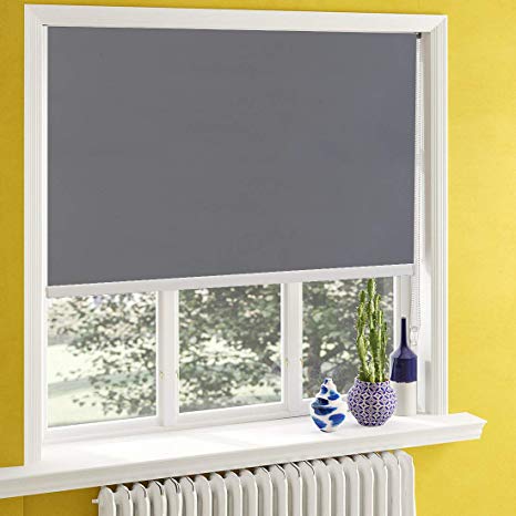 Blackout Window Shades for Bedroom,Room Darkening Blinds Black Out,Window Roller Shades with Back in White to Waterproof,Thermal for Privacy Bathroom and Kitchen[Gray 100% Blackout,W32xH56(Inch)]