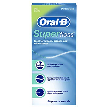 Oral-B Super Floss Mint Dental Floss Pre-Cut Strands 50 ea