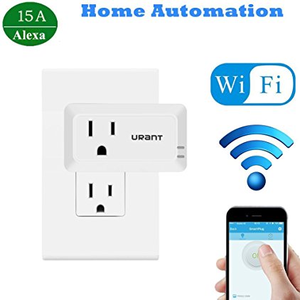 Mini Smart Plug, URANT WiFi Enabled Outlet, Free IHC App, No Hub Require, Control your Devices from Anywhere, Works With Alexa-15A