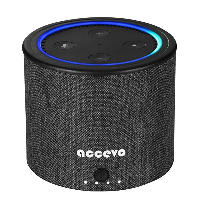Battery Base for Echo Dot 2, Accevo 10000mAh External Batteries Protective Cover for 2nd Generation Echo Dot Alexa (Black)