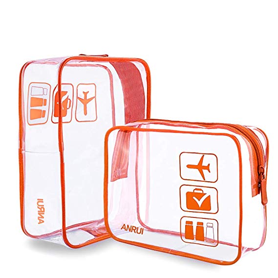 Anrui TSA Approved Toiletry Bag Clear Travel Carry-On Compliant Organizer For Women Men Kids (2pcs/Pack)